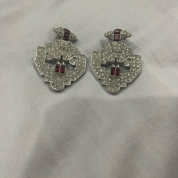 Vintage clip earring silver and Rubies used in great condition - Picture 1 of 5